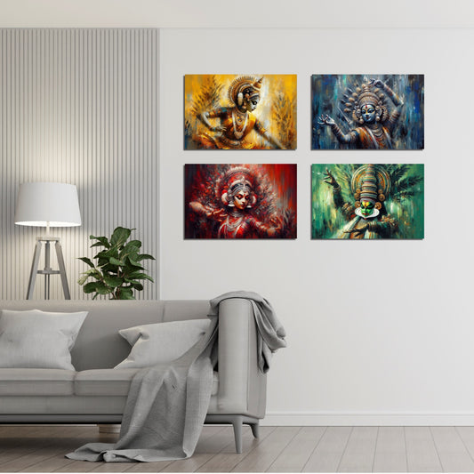 Divine Rhythms – Indian Dance Wall Art Combo (Set of 4)